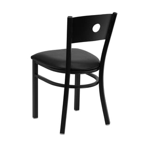 English Elm HERCULES Series Durable Circle Back Metal Dining Chair - Modern Design for Restaurants & Homes Black Vinyl Seat/Black Metal Frame XU-DG-60119-CIR-BLKV-GG