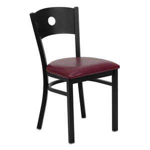 English Elm HERCULES Series Durable Circle Back Metal Dining Chair - Modern Design for Restaurants & Homes Burgundy Vinyl Seat/Black Metal Frame XU-DG-60119-CIR-BURV-GG