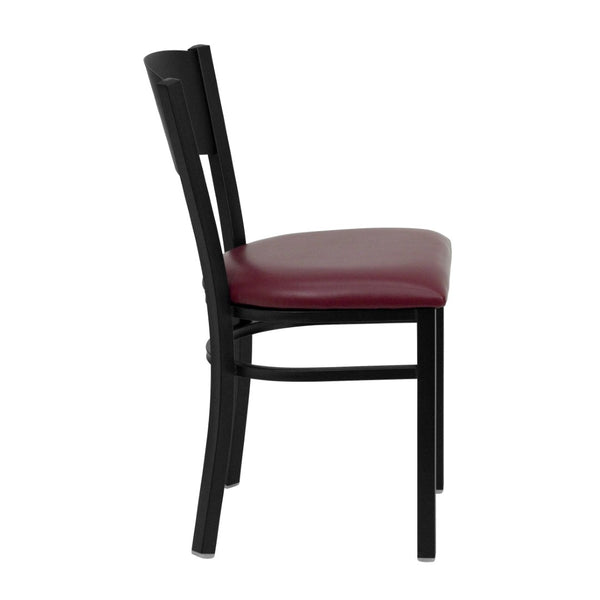 English Elm HERCULES Series Durable Circle Back Metal Dining Chair - Modern Design for Restaurants & Homes Burgundy Vinyl Seat/Black Metal Frame XU-DG-60119-CIR-BURV-GG
