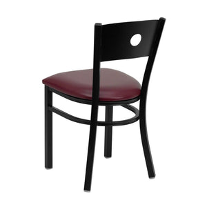 English Elm HERCULES Series Durable Circle Back Metal Dining Chair - Modern Design for Restaurants & Homes Burgundy Vinyl Seat/Black Metal Frame XU-DG-60119-CIR-BURV-GG