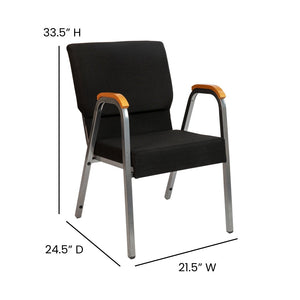 English Elm HERCULES 21"W Stacking Armchair for Churches & Events - Durable, Comfortable, and Space-Saving Design Black Fabric/Silver Vein Frame XU-DG-60156-BK-GG