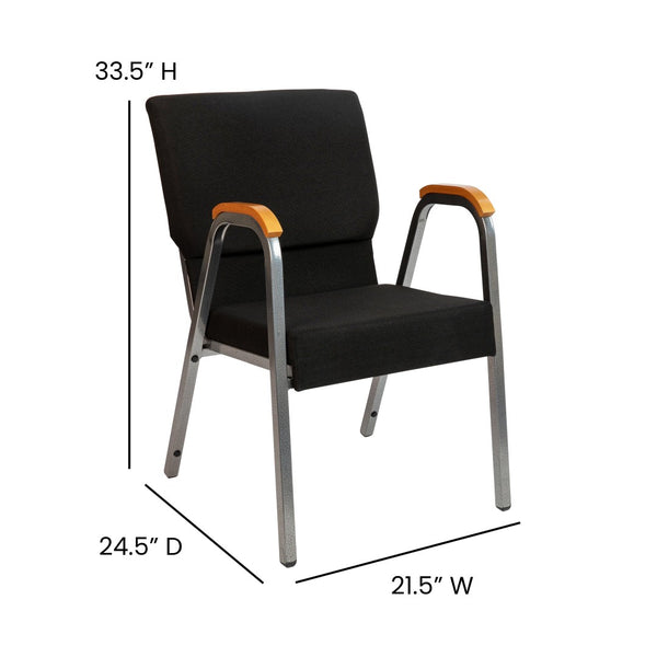 English Elm HERCULES 21"W Stacking Armchair for Churches & Events - Durable, Comfortable, and Space-Saving Design Black Fabric/Silver Vein Frame XU-DG-60156-BK-GG