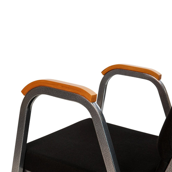 English Elm HERCULES 21"W Stacking Armchair for Churches & Events - Durable, Comfortable, and Space-Saving Design Black Fabric/Silver Vein Frame XU-DG-60156-BK-GG