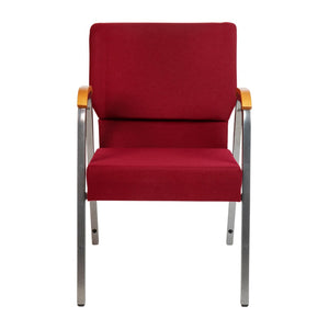 English Elm HERCULES 21"W Stacking Armchair for Churches & Events - Durable, Comfortable, and Space-Saving Design Burgundy Fabric/Silver Vein Frame XU-DG-60156-BUR-GG