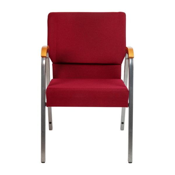 English Elm HERCULES 21"W Stacking Armchair for Churches & Events - Durable, Comfortable, and Space-Saving Design Burgundy Fabric/Silver Vein Frame XU-DG-60156-BUR-GG
