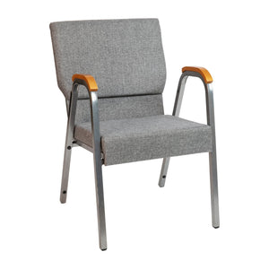 English Elm HERCULES 21"W Stacking Armchair for Churches & Events - Durable, Comfortable, and Space-Saving Design Gray Fabric/Silver Vein Frame XU-DG-60156-GY-GG