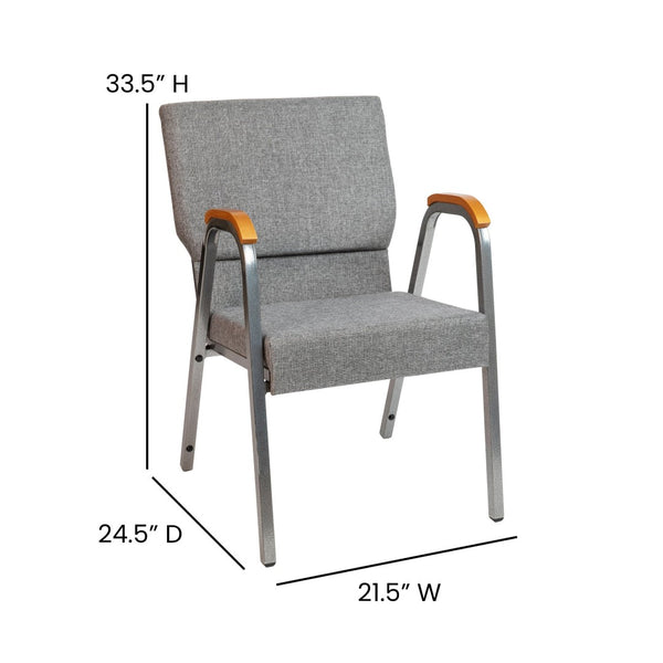 English Elm HERCULES 21"W Stacking Armchair for Churches & Events - Durable, Comfortable, and Space-Saving Design Gray Fabric/Silver Vein Frame XU-DG-60156-GY-GG