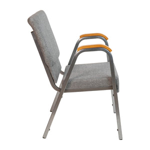 English Elm HERCULES 21"W Stacking Armchair for Churches & Events - Durable, Comfortable, and Space-Saving Design Gray Fabric/Silver Vein Frame XU-DG-60156-GY-GG