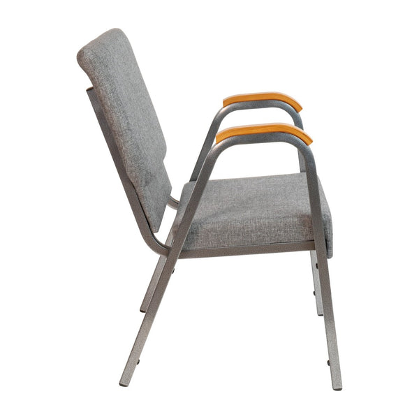 English Elm HERCULES 21"W Stacking Armchair for Churches & Events - Durable, Comfortable, and Space-Saving Design Gray Fabric/Silver Vein Frame XU-DG-60156-GY-GG