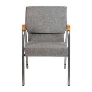 English Elm HERCULES 21"W Stacking Armchair for Churches & Events - Durable, Comfortable, and Space-Saving Design Gray Fabric/Silver Vein Frame XU-DG-60156-GY-GG