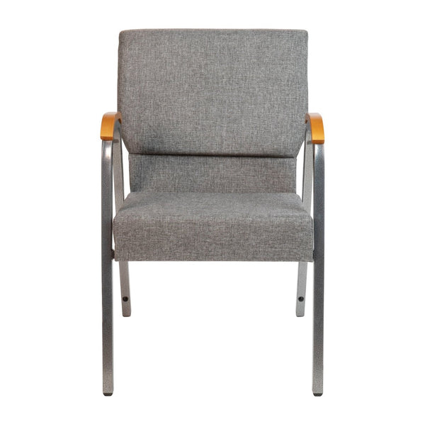 English Elm HERCULES 21"W Stacking Armchair for Churches & Events - Durable, Comfortable, and Space-Saving Design Gray Fabric/Silver Vein Frame XU-DG-60156-GY-GG