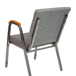 English Elm HERCULES 21"W Stacking Armchair for Churches & Events - Durable, Comfortable, and Space-Saving Design Gray Fabric/Silver Vein Frame XU-DG-60156-GY-GG