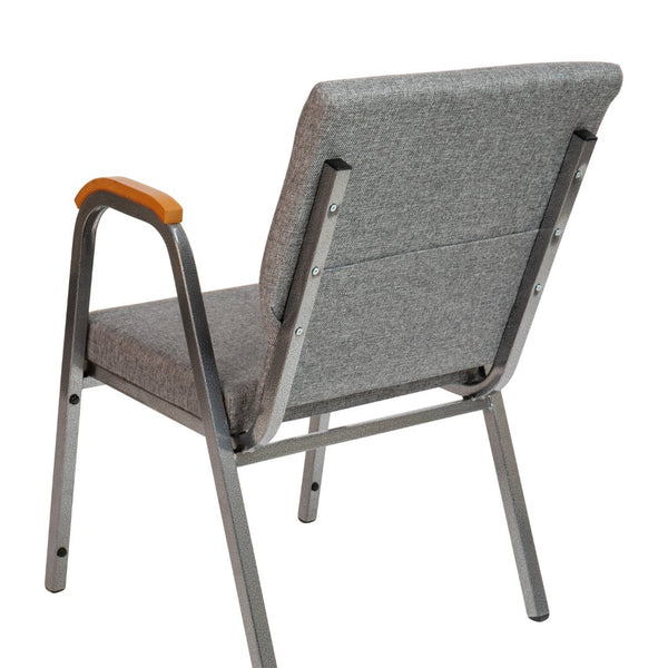 English Elm HERCULES 21"W Stacking Armchair for Churches & Events - Durable, Comfortable, and Space-Saving Design Gray Fabric/Silver Vein Frame XU-DG-60156-GY-GG