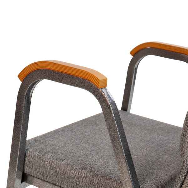 English Elm HERCULES 21"W Stacking Armchair for Churches & Events - Durable, Comfortable, and Space-Saving Design Gray Fabric/Silver Vein Frame XU-DG-60156-GY-GG