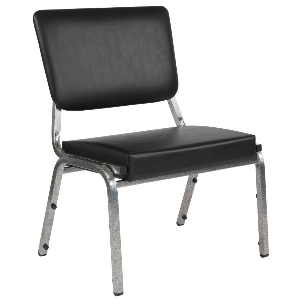 English Elm HERCULES 1000 lb Bariatric Black Vinyl Reception Chair - Antimicrobial, Sturdy, Comfortable Seating XU-DG-60442-660-2-BV-GG