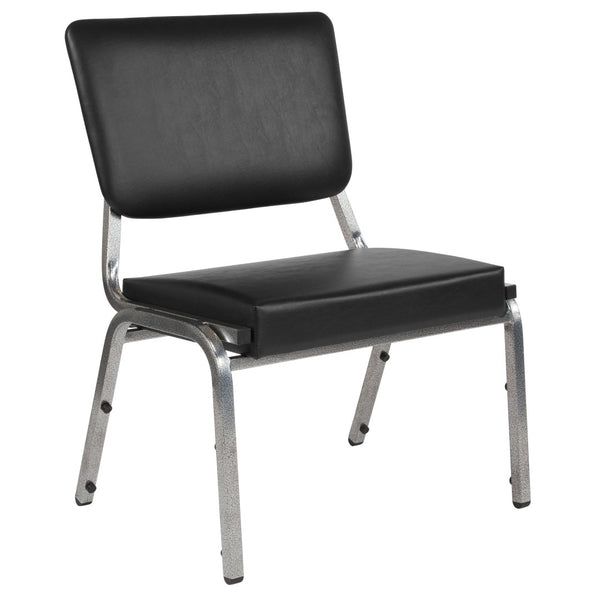 English Elm HERCULES 1000 lb Bariatric Black Vinyl Reception Chair - Antimicrobial, Sturdy, Comfortable Seating XU-DG-60442-660-2-BV-GG