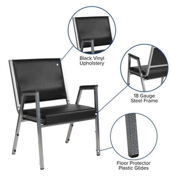 English Elm HERCULES Bariatric Medical Reception Chair - 1000 lb Capacity, Antimicrobial Vinyl, Comfortable Design XU-DG-60443-670-1-BK-VY-GG