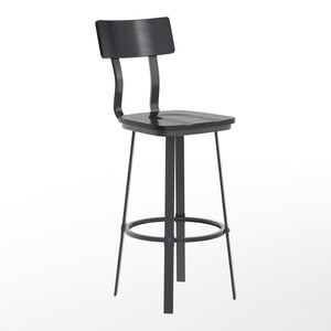 English Elm Flint Series Commercial Grade Barstool with Durable Steel Frame and Comfortable Beechwood Seat Black XU-DG-60582B-BLK-GG