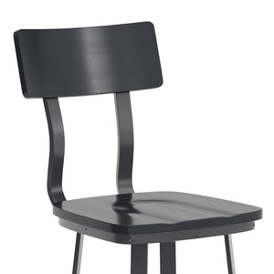 English Elm Flint Series Commercial Grade Barstool with Durable Steel Frame and Comfortable Beechwood Seat Black XU-DG-60582B-BLK-GG
