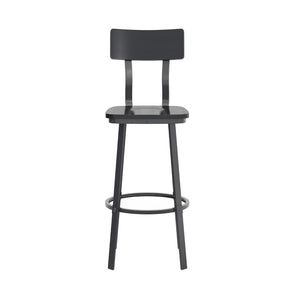 English Elm Flint Series Commercial Grade Barstool with Durable Steel Frame and Comfortable Beechwood Seat Black XU-DG-60582B-BLK-GG