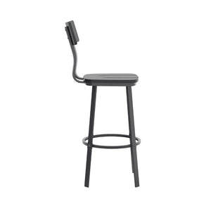 English Elm Flint Series Commercial Grade Barstool with Durable Steel Frame and Comfortable Beechwood Seat Black XU-DG-60582B-BLK-GG