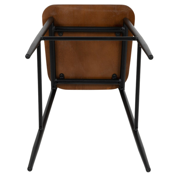 English Elm Lincoln Industrial Barstool with Durable Gunmetal Frame and Cozy Mahogany Seat for Any Space XU-DG-60725B-GG