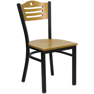 English Elm HERCULES Series Metal Slat-Back Chair - Stylish, Durable Seating for Restaurants, Cafes, and Homes Natural Wood Back/Natural Wood Seat/Black Metal Frame XU-DG-6G7B-SLAT-NATW-GG