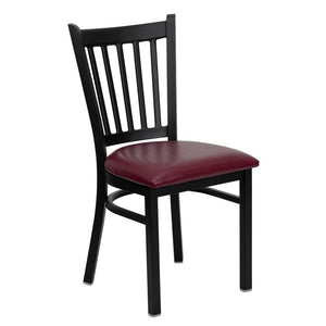 English Elm HERCULES Series Heavy-Duty Vertical Back Metal Restaurant Chair with Comfortable Foam-Padded Seat Burgundy Vinyl Seat/Black Metal Frame XU-DG-6Q2B-VRT-BURV-GG