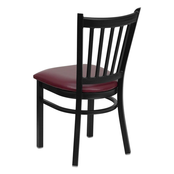 English Elm HERCULES Series Heavy-Duty Vertical Back Metal Restaurant Chair with Comfortable Foam-Padded Seat Burgundy Vinyl Seat/Black Metal Frame XU-DG-6Q2B-VRT-BURV-GG