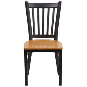 English Elm HERCULES Series Heavy-Duty Vertical Back Metal Restaurant Chair with Comfortable Foam-Padded Seat Natural Wood Seat/Black Metal Frame XU-DG-6Q2B-VRT-NATW-GG
