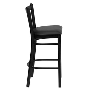 English Elm HERCULES Series Vertical Back Metal Barstool - Durable, Stylish Seating for Restaurants and Homes Black Vinyl Seat/Black Metal Frame XU-DG-6R6B-VRT-BAR-BLKV-GG