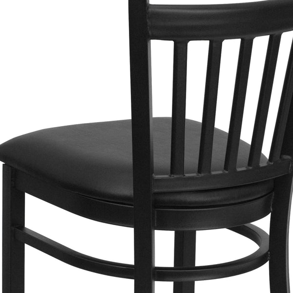 English Elm HERCULES Series Vertical Back Metal Barstool - Durable, Stylish Seating for Restaurants and Homes Black Vinyl Seat/Black Metal Frame XU-DG-6R6B-VRT-BAR-BLKV-GG