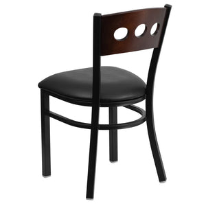 English Elm HERCULES Series Black 3-Circle Back Metal Restaurant Chair, Durable Comfort for Dining & Hospitality Walnut Wood Back/Black Vinyl Seat/Black Metal Frame XU-DG-6Y2B-WAL-BLKV-GG