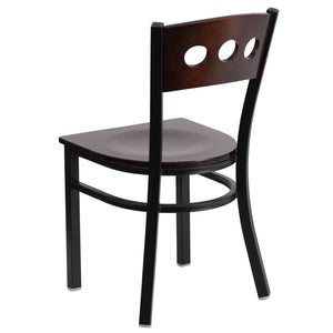 English Elm HERCULES Series Black 3-Circle Back Metal Restaurant Chair, Durable Comfort for Dining & Hospitality Walnut Wood Back/Walnut Wood Seat/Black Metal Frame XU-DG-6Y2B-WAL-MTL-GG