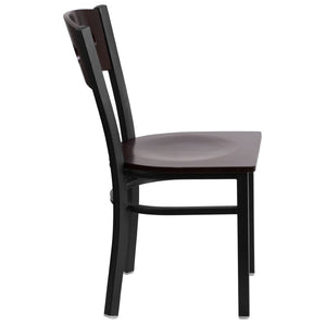 English Elm HERCULES Series Black 3-Circle Back Metal Restaurant Chair, Durable Comfort for Dining & Hospitality Walnut Wood Back/Walnut Wood Seat/Black Metal Frame XU-DG-6Y2B-WAL-MTL-GG