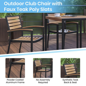English Elm Lark 5-Piece Outdoor Dining Set - Stylish Synthetic Teak, Durable Steel Frame, Umbrella Ready, Stackable Chairs XU-DG-810060064-GG