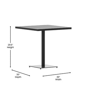 English Elm Lark Outdoor Bistro Dining Table with Durable Faux Wood Slats for Stylish Patio Gatherings Gray Wash Teak 30" Square XU-DG-HW1045-GY-GG