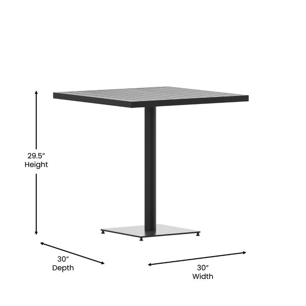 English Elm Lark Outdoor Bistro Dining Table with Durable Faux Wood Slats for Stylish Patio Gatherings Gray Wash Teak 30" Square XU-DG-HW1045-GY-GG