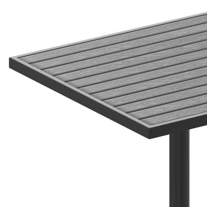 English Elm Lark Outdoor Bistro Dining Table with Durable Faux Wood Slats for Stylish Patio Gatherings Gray Wash Teak 30" Square XU-DG-HW1045-GY-GG