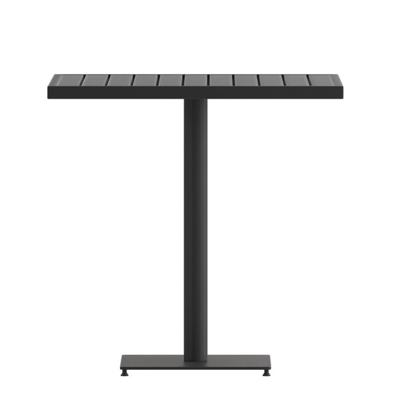 English Elm Lark Outdoor Bistro Dining Table with Durable Faux Wood Slats for Stylish Patio Gatherings Gray Wash Teak 30" Square XU-DG-HW1045-GY-GG