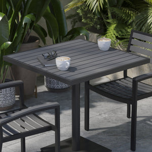 English Elm Lark Outdoor Bistro Dining Table with Durable Faux Wood Slats for Stylish Patio Gatherings Gray Wash Teak 30" Square XU-DG-HW1045-GY-GG