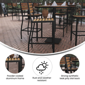 English Elm Lark Commercial Grade Bar Height Stool for Indoor & Outdoor Use, Durable All-Weather Seating Solution Teak XU-DG-HW6036B-GG