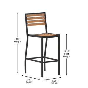 English Elm Lark Commercial Grade Bar Height Stool for Indoor & Outdoor Use, Durable All-Weather Seating Solution Teak XU-DG-HW6036B-GG