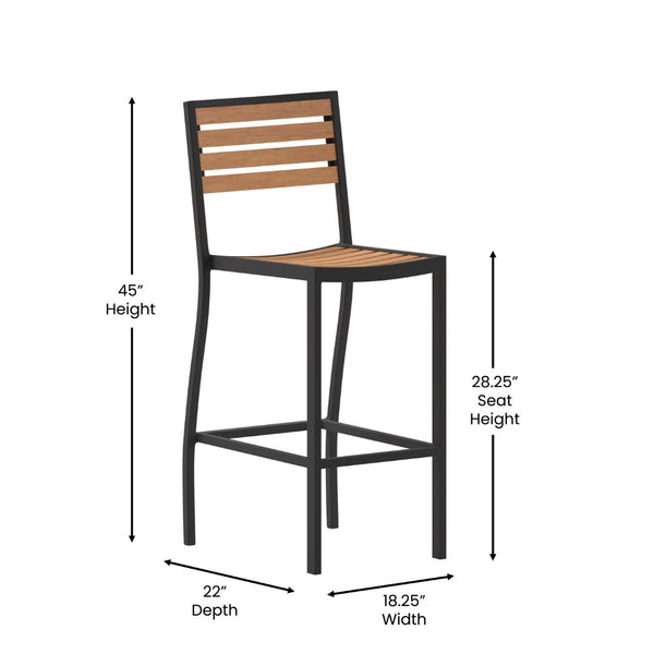 English Elm Lark Commercial Grade Bar Height Stool for Indoor & Outdoor Use, Durable All-Weather Seating Solution Teak XU-DG-HW6036B-GG