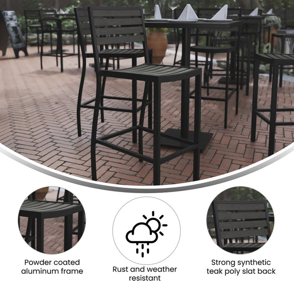 English Elm Lark Commercial Grade Bar Height Stool for Indoor & Outdoor Use, Durable All-Weather Seating Solution Gray Wash XU-DG-HW6036B-GY-GG