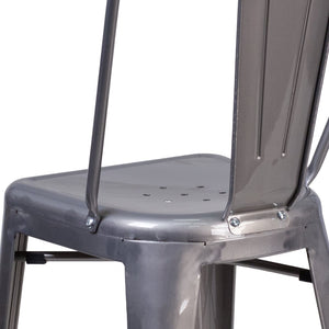 English Elm Lincoln 24'' High Antique Silver Counter Stool with Back - Durable, Stylish & Easy to Clean! XU-DG-TP001B-24-GG