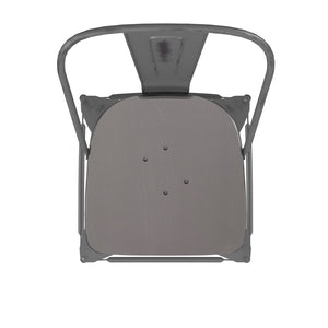 English Elm Lincoln 24'' High Antique Silver Indoor Counter Height Stool with Stylish Back for Comfort & Stability Gray Seat/Clear Coated Frame XU-DG-TP001B-24-PL1G-GG