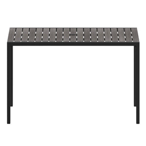 English Elm Lark Outdoor Dining Table - Durable Steel Frame with Synthetic Slats & Umbrella Holder for Versatile Use Gray Wash Teak 30"W x 48"L XU-DG-UH3048-GY-GG