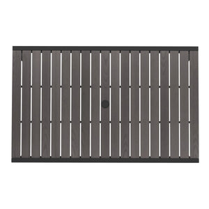 English Elm Lark Outdoor Dining Table - Durable Steel Frame with Synthetic Slats & Umbrella Holder for Versatile Use Gray Wash Teak 30"W x 48"L XU-DG-UH3048-GY-GG