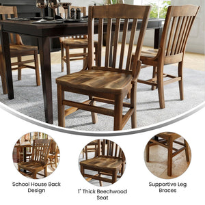 English Elm HERCULES School House Back Restaurant Chair - Durable Wood Design for Stylish Dining Spaces Antique Copper XU-DG-W0006-ANTCPR-GG